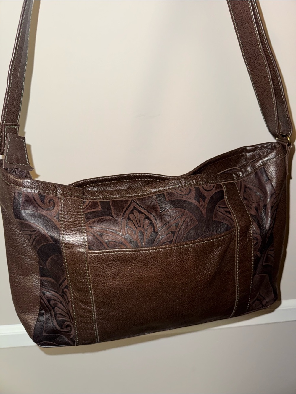 Cimarron Vintage Brown Leather Large Shoulder bag